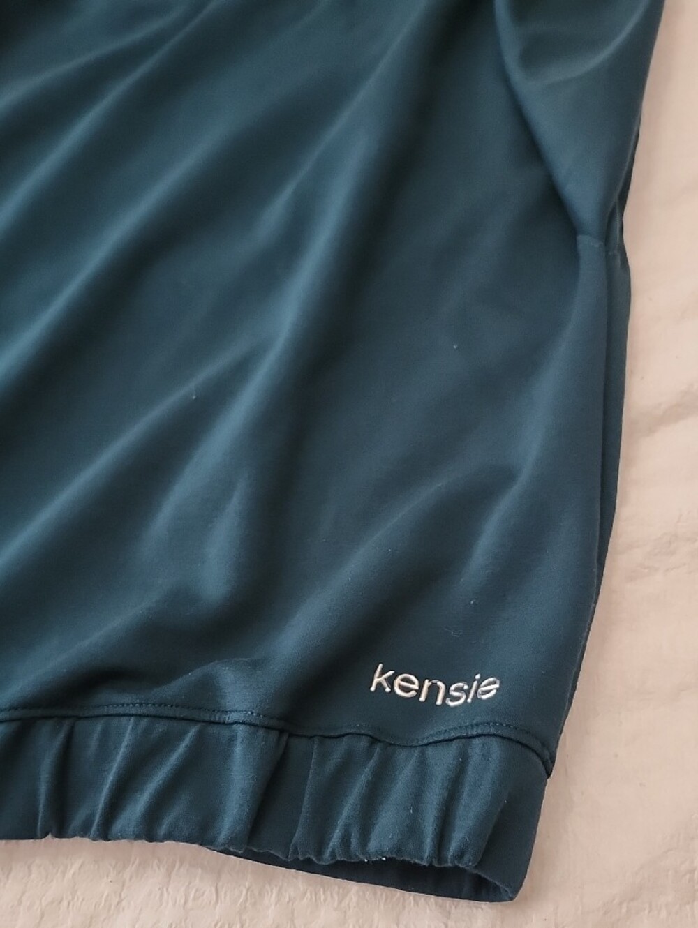 Kensie Teal Cropped Sweatshirt Wide Sleeve Drop Shoulder Pullover M - Picture 6 of 8
